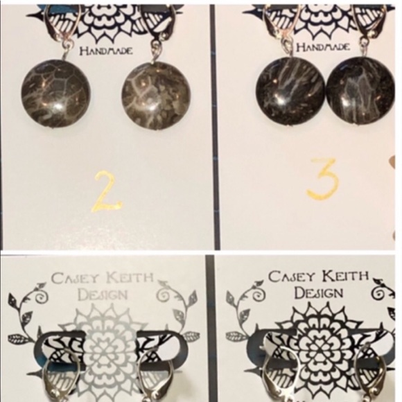 Fossilized Coral Earrings - Picture 6 of 8